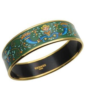 Hermes Bracelet Enamel GM Metal Enamel Green Gold GP Bangle Accessories